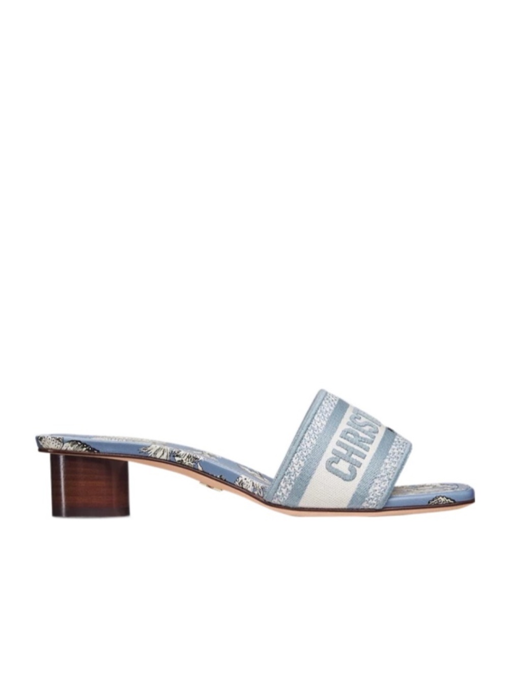Christian Dior Dway Heeled Slide Blue White TDJ Palms Logo Heel Sandal 41 - Picture 3 of 8